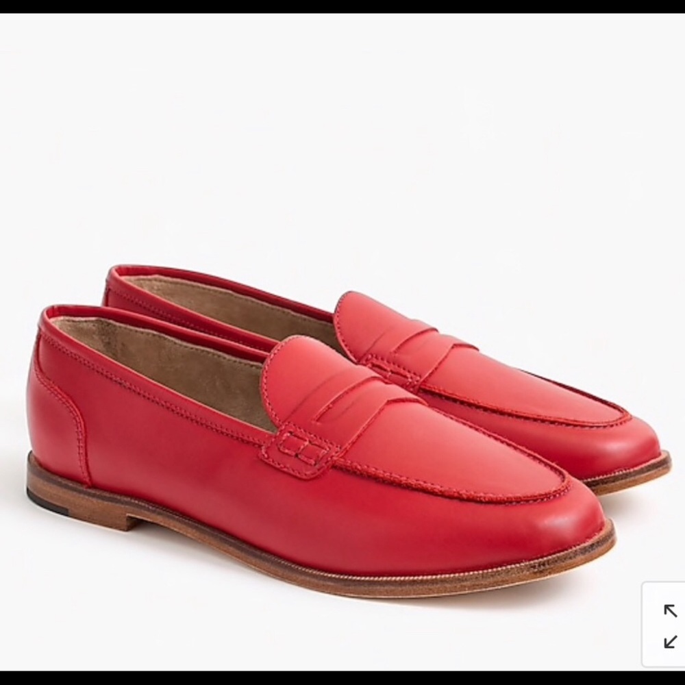 J.Crew NWT Adorable red Ryan Leather Loafers 8.5